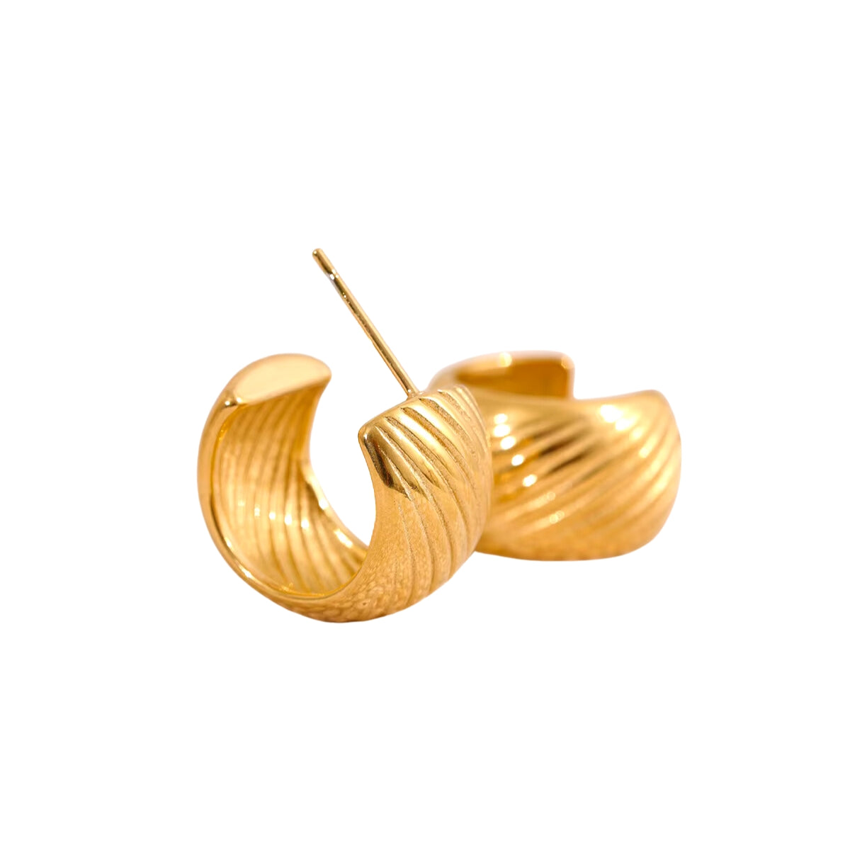Aretes en Forma de Luna en Acero Inoxidable 316L y baño de Oro de 18K