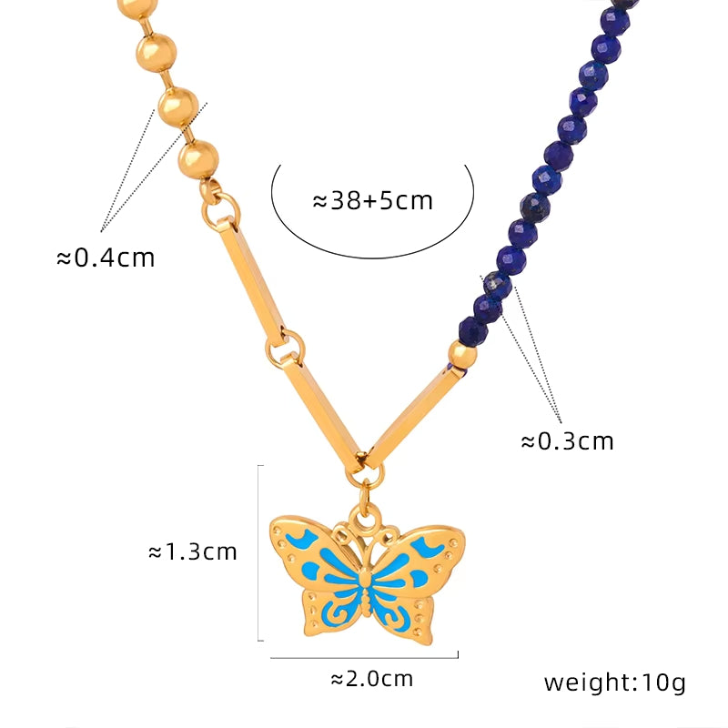 Collar de Titanium Inoxidable de Mariposa con Lapislázuli: Un Toque de Elegancia y Transformación