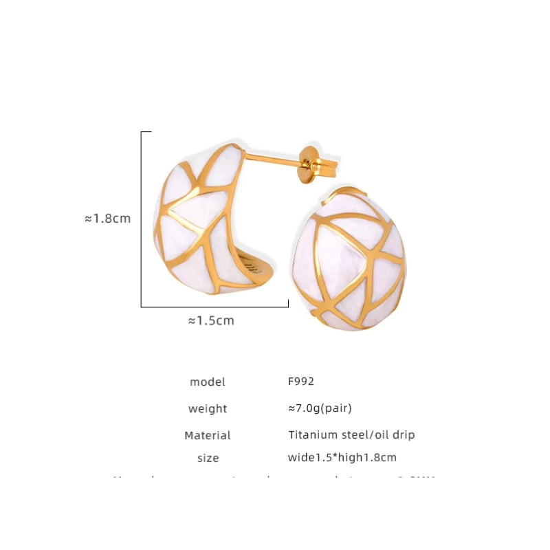 Pendientes Grandes en Titanium Esmaltados que no cambian de color- Blanco y Negro