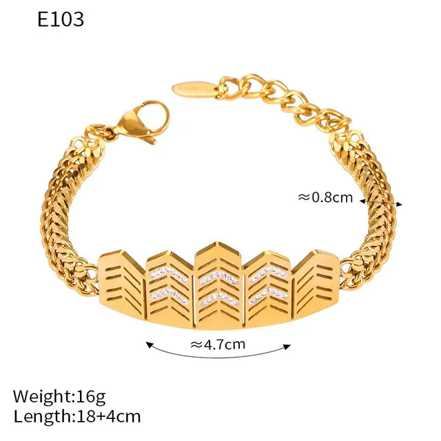 Conjunto de Collar y Pulsera en acero 316L -Chapado en Oro de 18K- No cambia de color