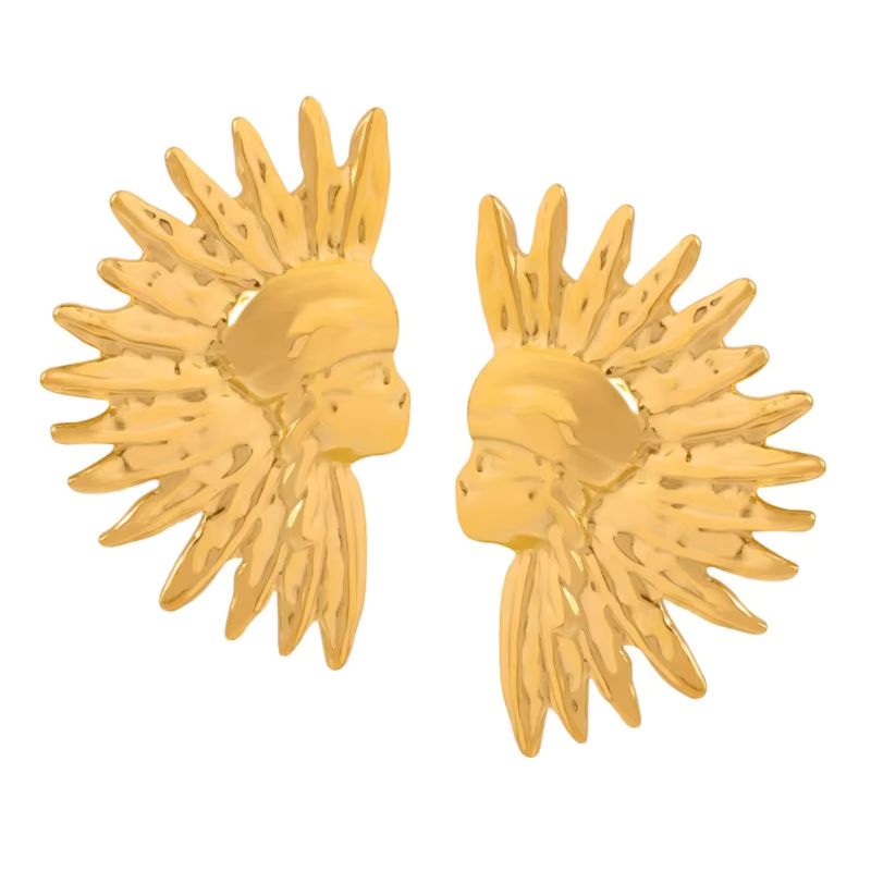 Pendientes grandes de acero inoxidable 316L con forma India, chapados en oro 18K