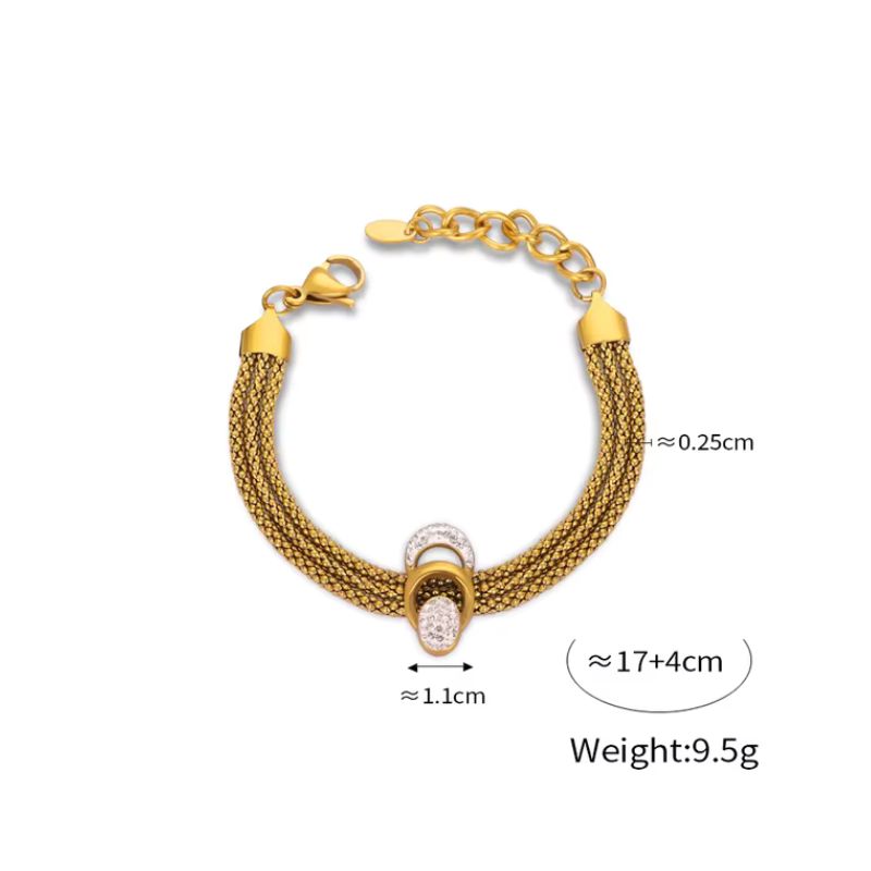 Conjunto de collar y pulsera de cadena multiple en acero 316L -No cambia de color