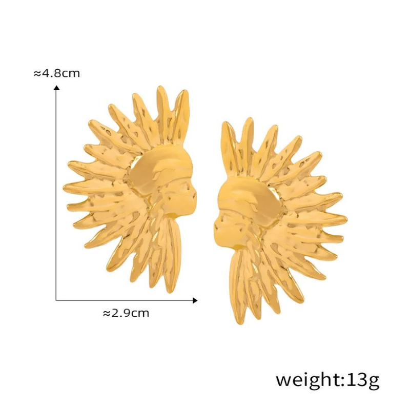 Pendientes grandes de acero inoxidable 316L con forma India, chapados en oro 18K